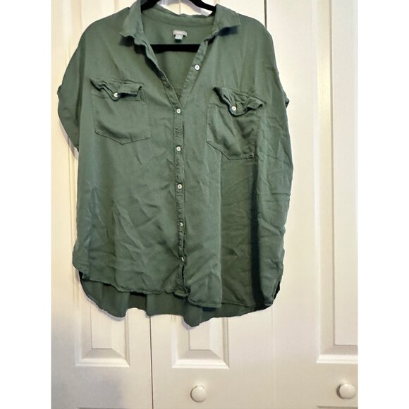 aerie green short sleeved camp style button down shirt XXL - Picture 4 of 7
